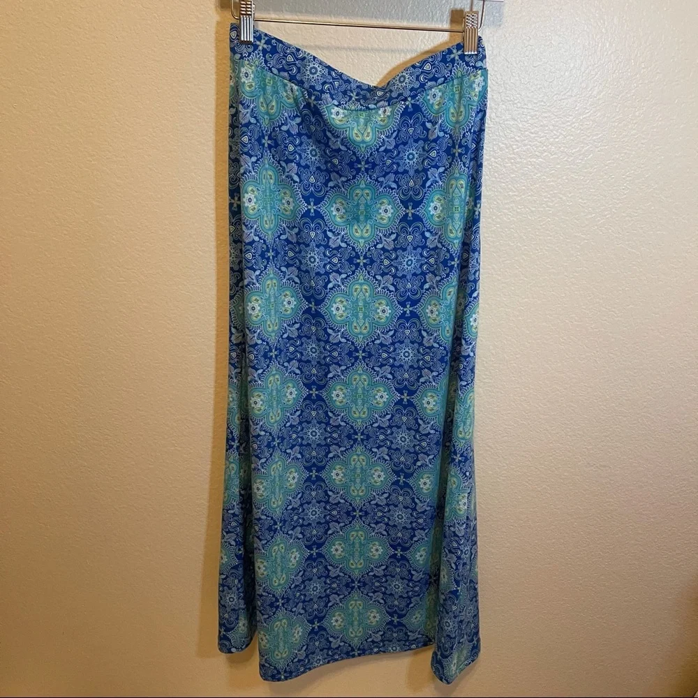 Mix & Co. Kaleidoscope Blues Maxi Skirt Medium